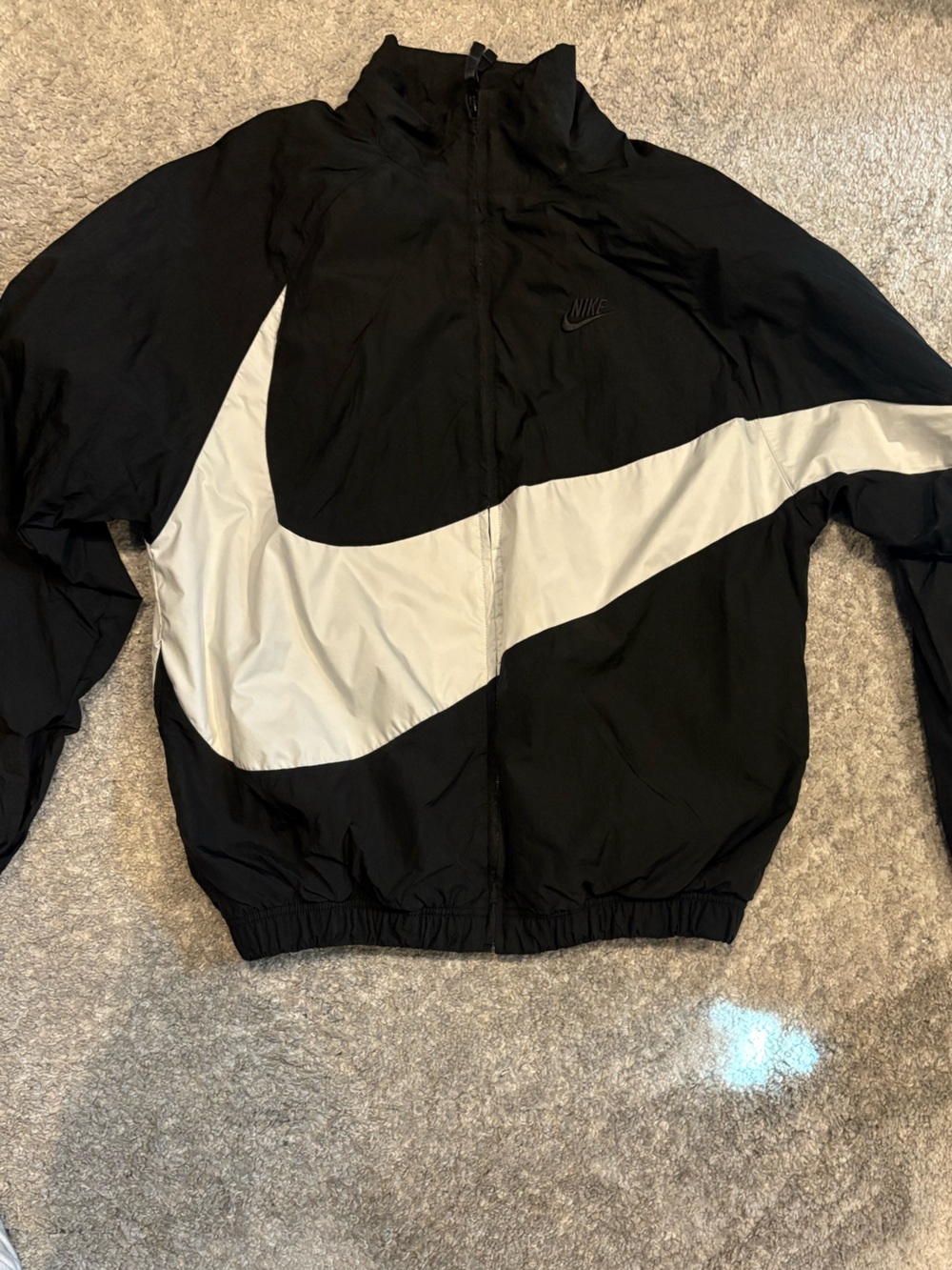Nike Black and White Swoosh Windbreaker Jacket